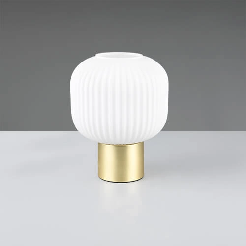 Lampe de table tendance Diva or avec verre blanc Trio 4017807614534