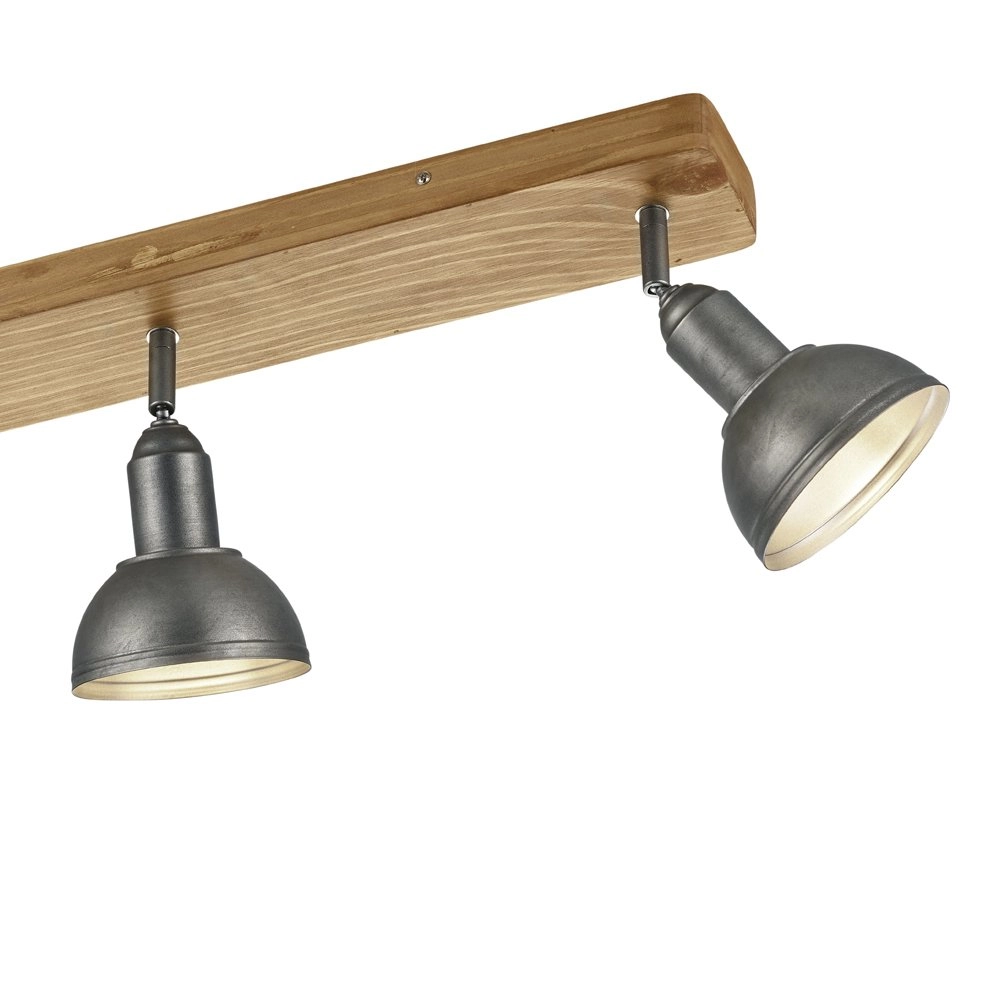 Plafonnier en bois Delhi Spots 3 lumières argent antique Trio 4017807430219