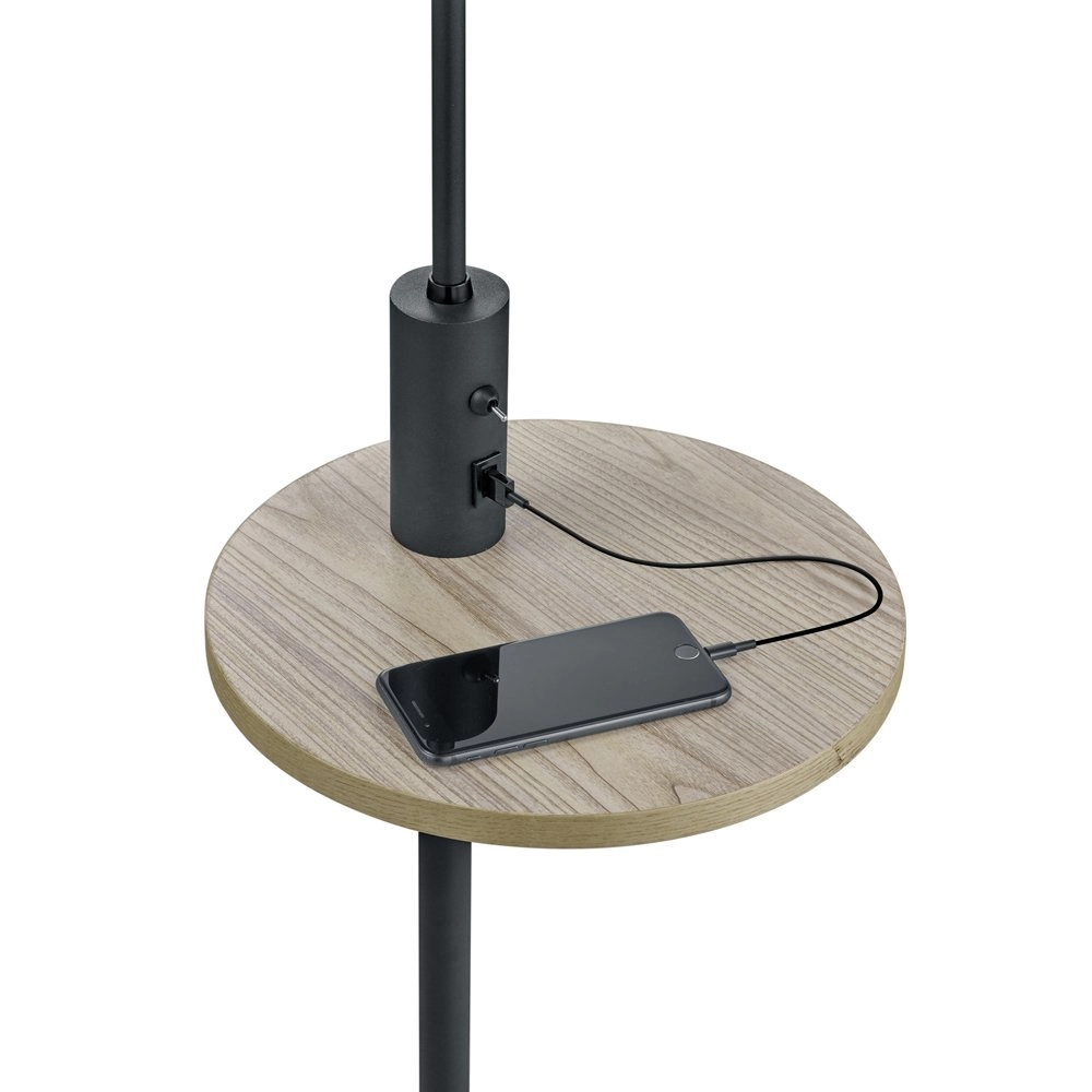 Lampe de lecture Claas Table noir avec du bois marron et gris Trio 4017807423228