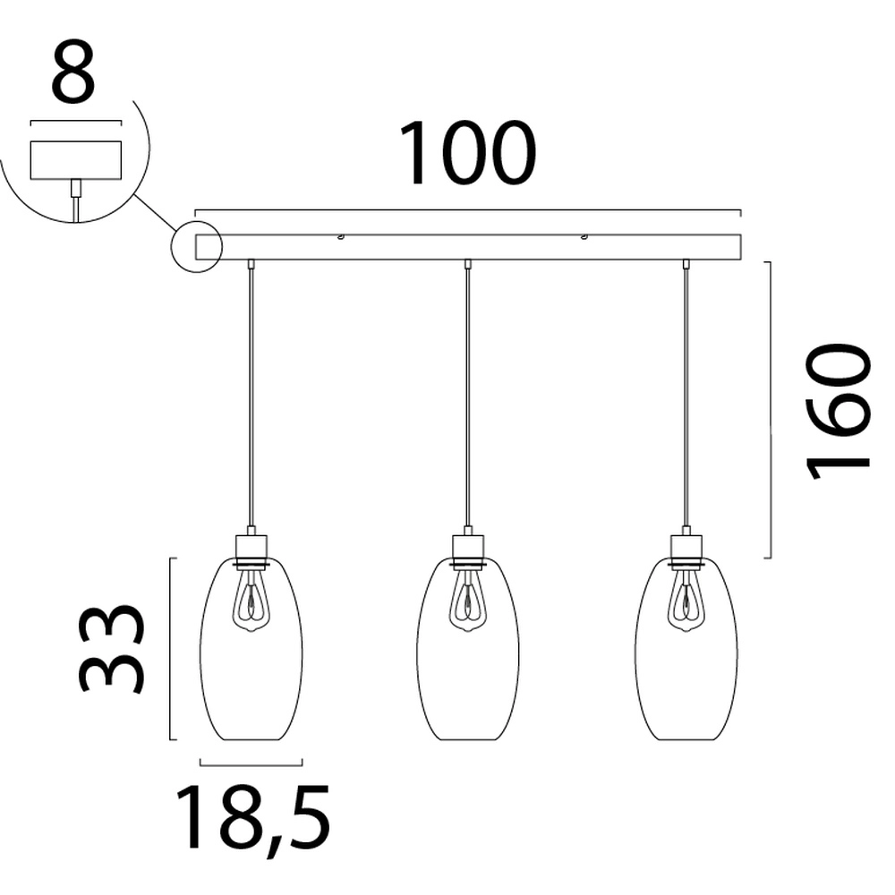 Lampe suspendue en verre Olive 3x Ø 18,5cm - sable Masterlight 8718121397702