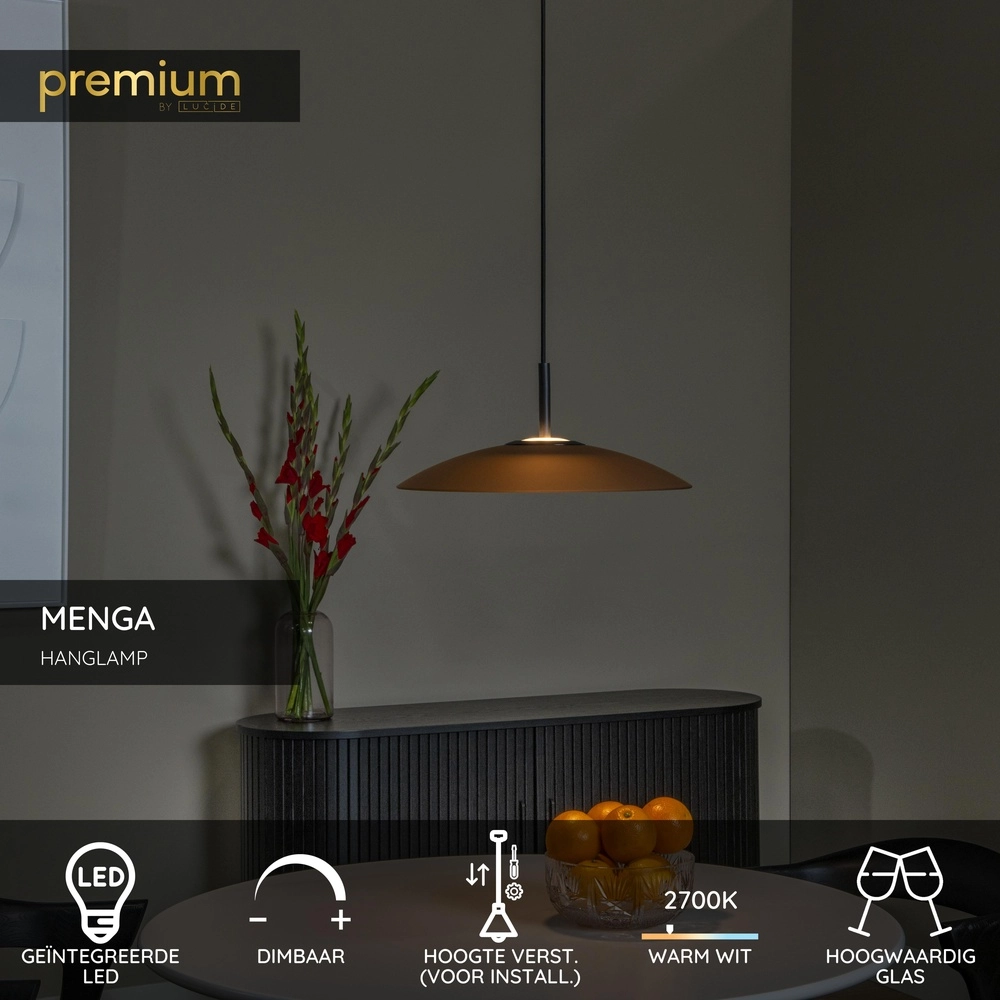 Lampe suspendue élégante Menga Ø verre ambré de 40 cm Premium by Lucide 5411212251190