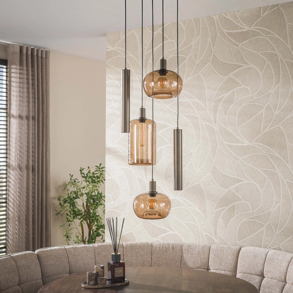 Lampe pendante de conception Serene Sienne brun 5 clairs Lyora 8716803514805
