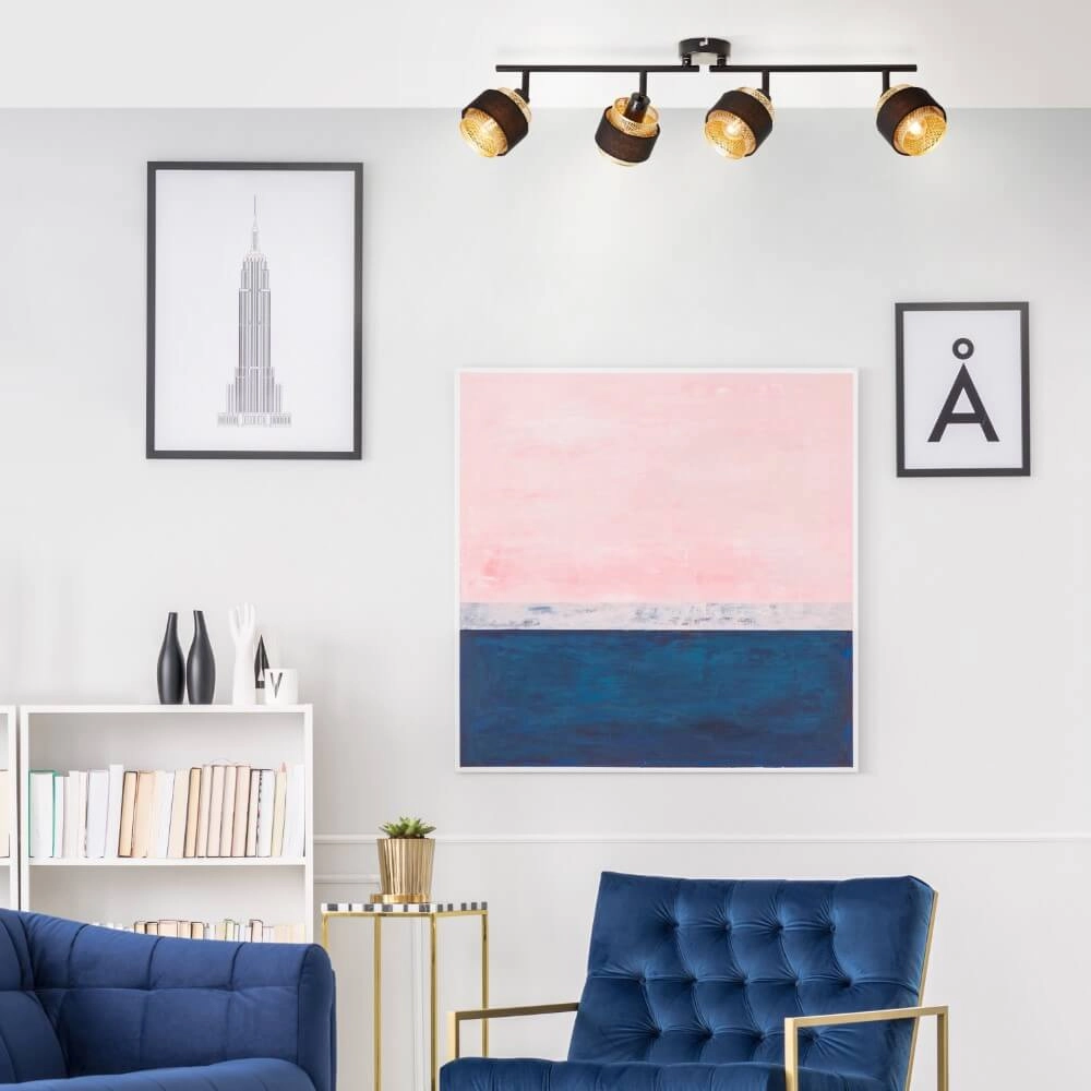 Plafonnier 4 lumières Grove noir avec de l'or Brilliant 4004353424120