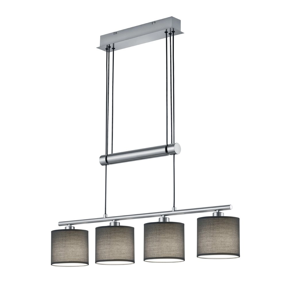 Lampe à suspension Garda 4 lumières nickel mat avec anthracite Lampe à suspension Garda 4 lumières nickel mat avec anthracite