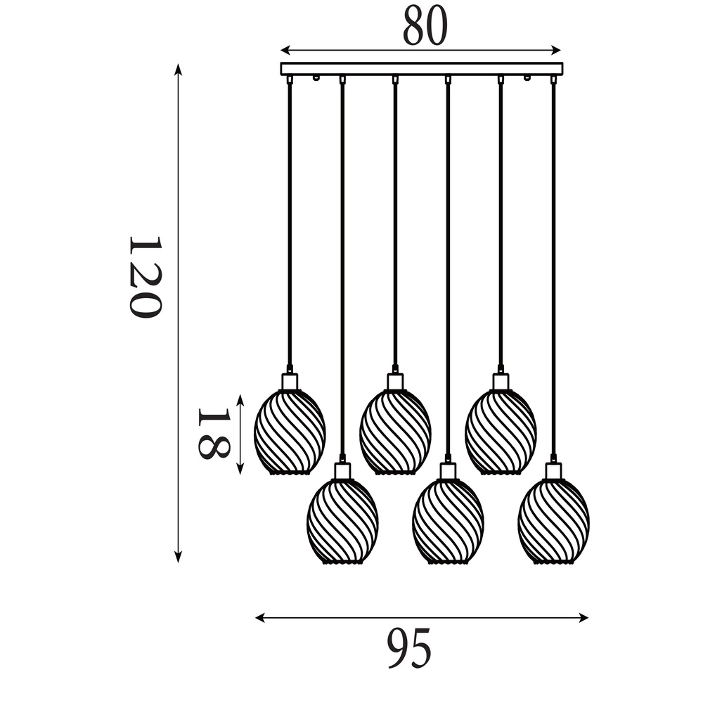 Suspension Radiance Or 6 pâles Searchlight 5053423306407