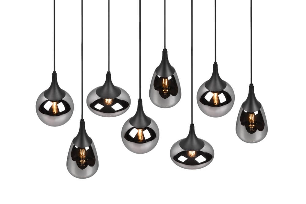 Lampe suspendue 8 lumières Lumina avec verre fumé Trio 4017807542301