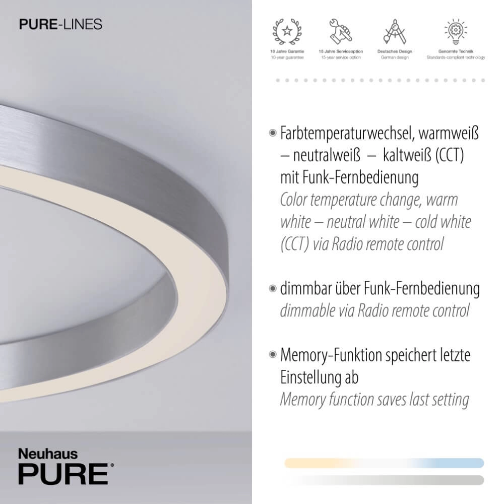 Lampadaire rond Pure Lines Round Ø 70cm en aluminium Paul Neuhaus 4012248373538