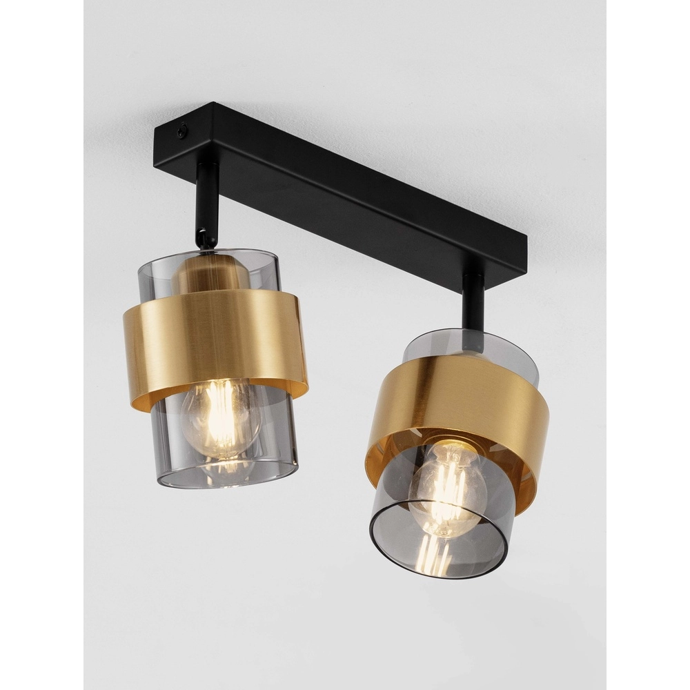 Plafonnier Sianna 2 lumières noir avec or Plafonnier Sianna 2 lumières noir avec or