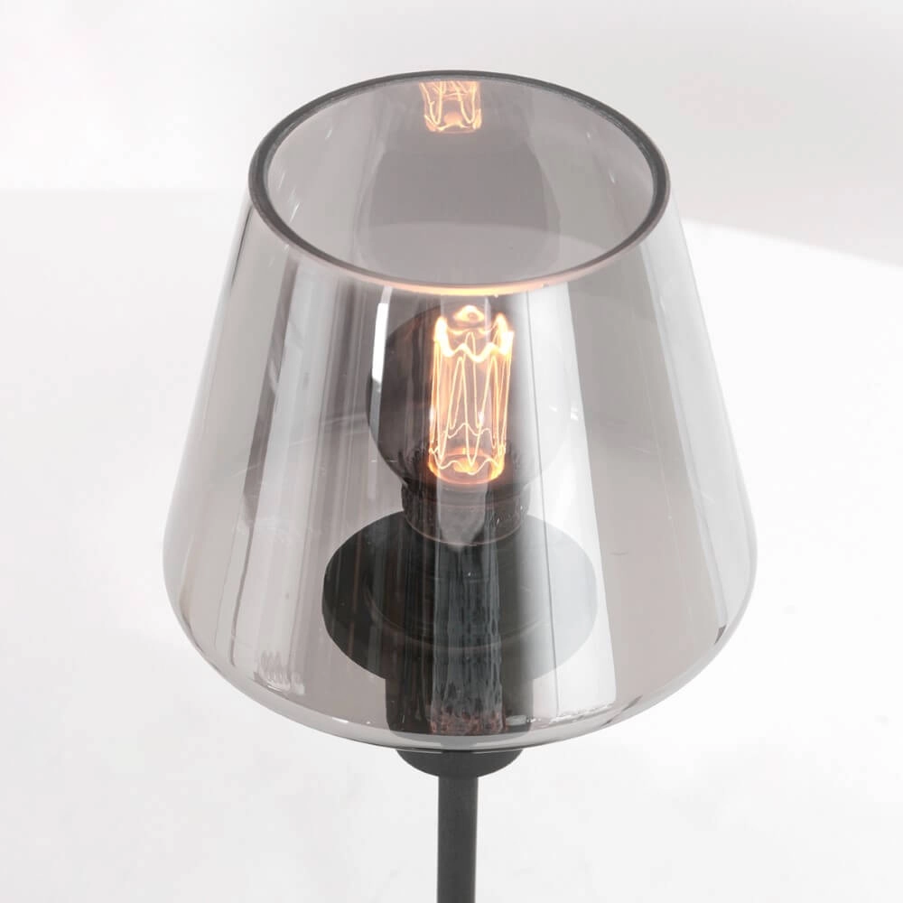 Lampe de table noire Ancilla avec verre fumé Steinhauer 8712746146790