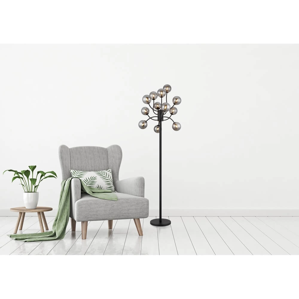Lampadaire noir Riha 12 lumières Globo 9007371468515