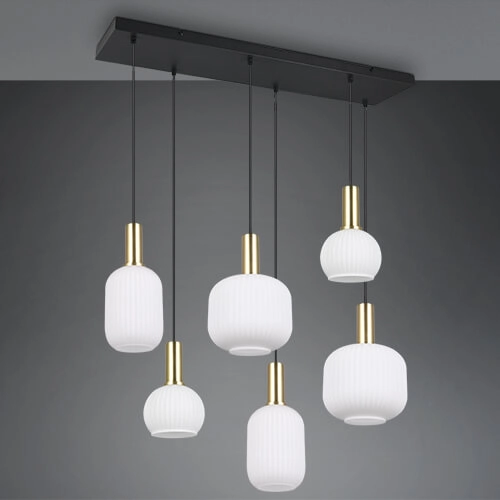 Lampe suspendue pour salle à manger Diva 6 lumières - verre blanc Trio 4017807614510