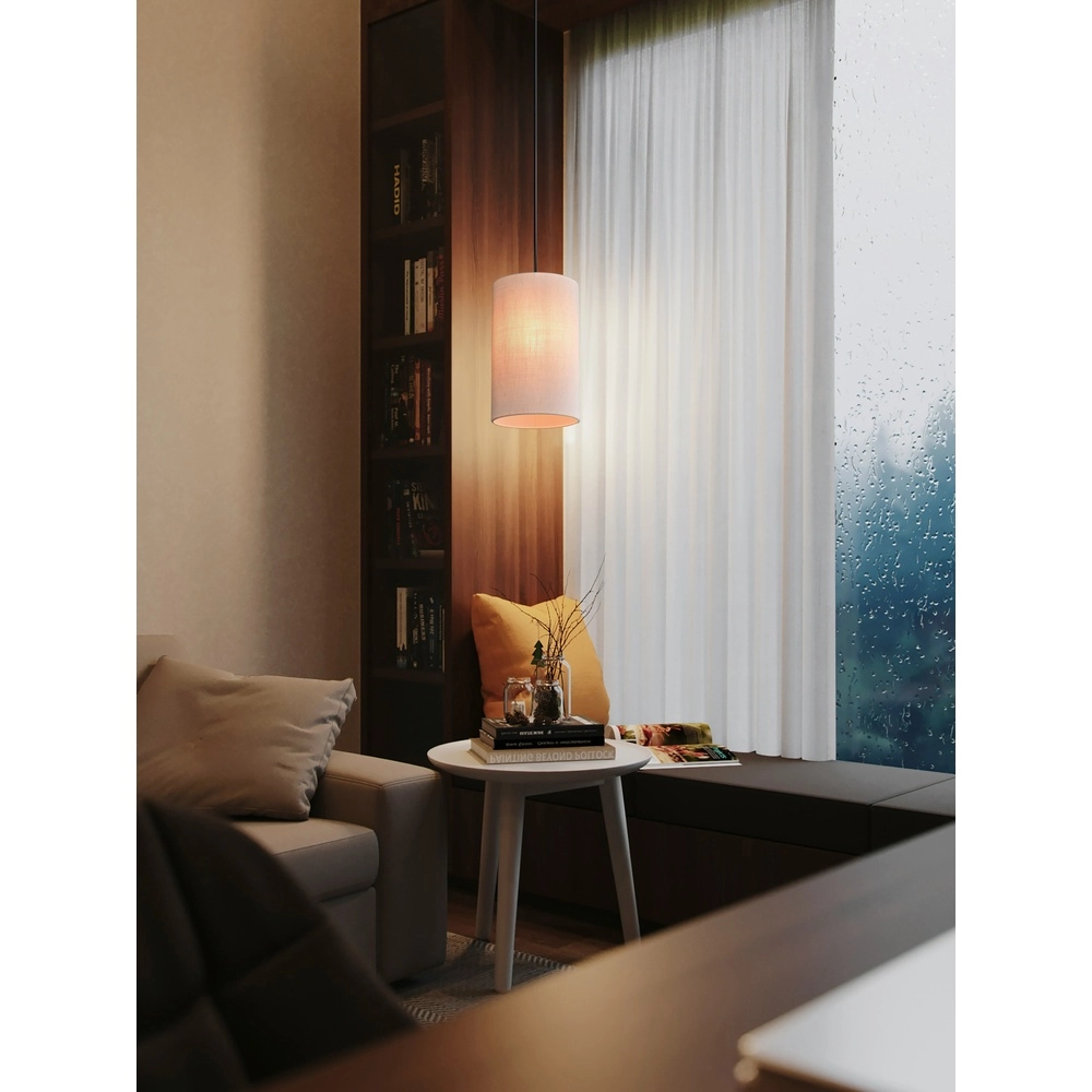 Lampe suspendue Lisbourg Cacao avec un chapeau blanc foncé Masterlight