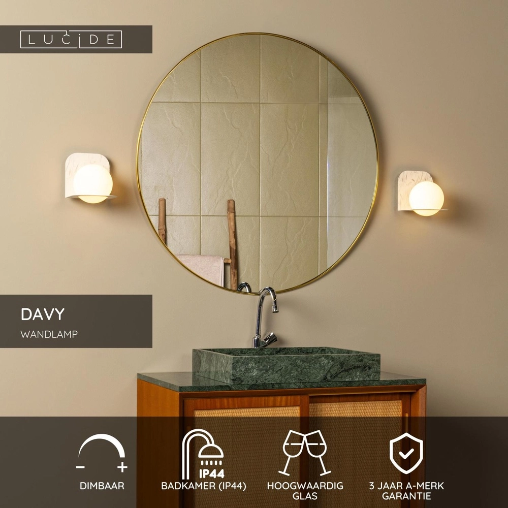 Lampe murale de conception Davy Gris adapté à la salle de bain Lucide 5411212040572