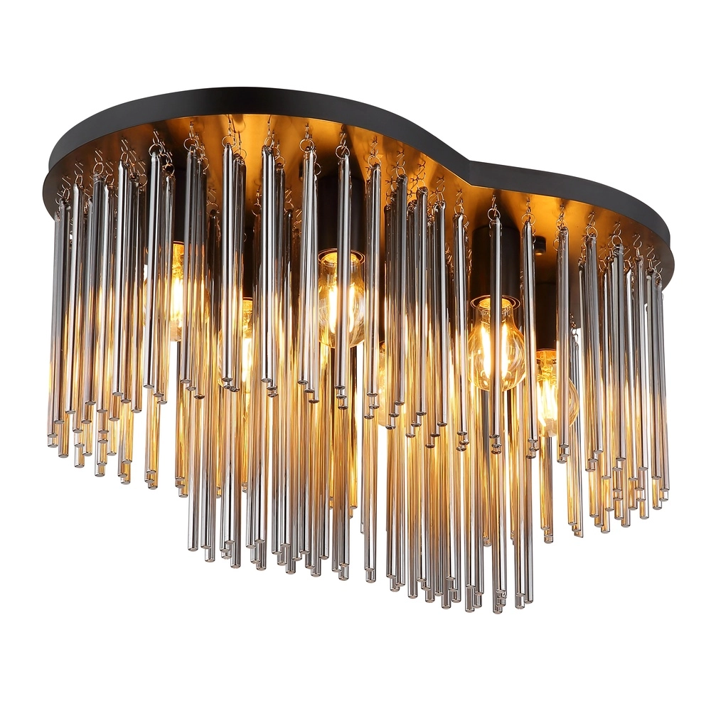 Lampe de plafond Gorley noir avec des tiges en verre