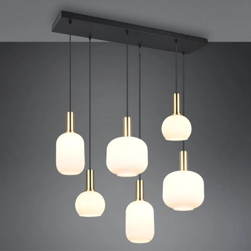 Lampe suspendue pour salle à manger Diva 6 lumières - verre blanc