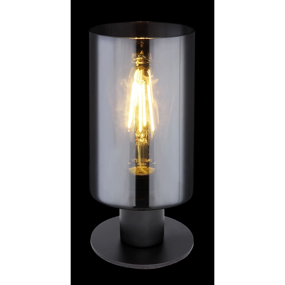 Lampe de table Hadera noir avec verre fumé Globo 9007371405848