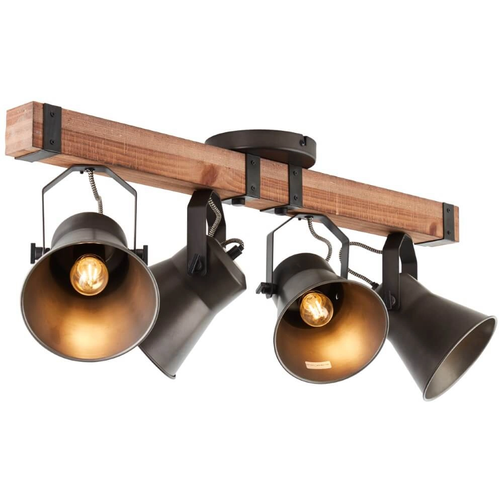 Plafonnier 4 lumières Decca noir avec du marron Brilliant 4004353361456