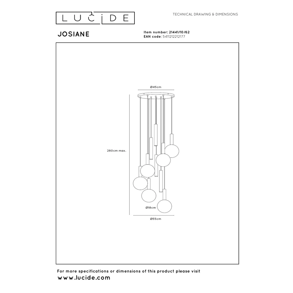 Lampe pendante Vide Josiane noir avec or Lucide Vibes 5411212212177