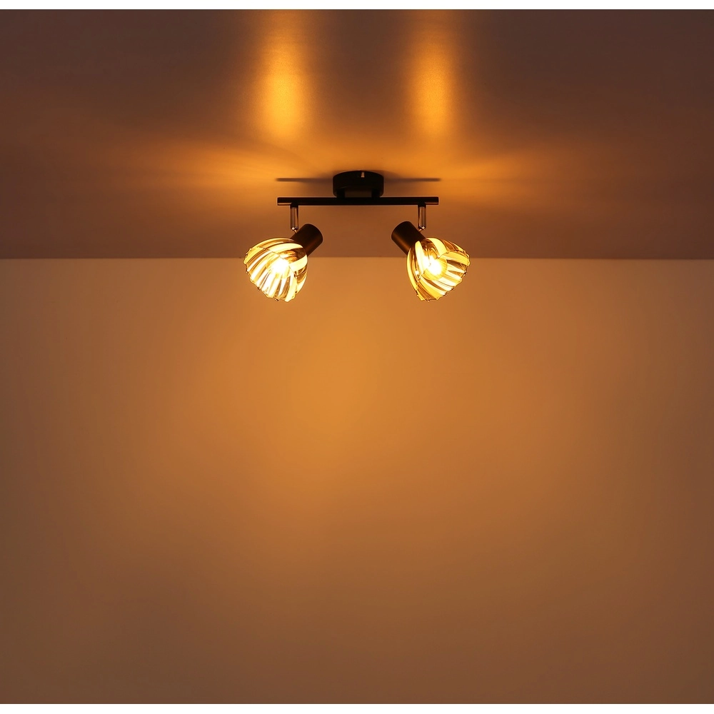 Lampe de plafond à deux lampes Zachery Noir Globo 9007371522507