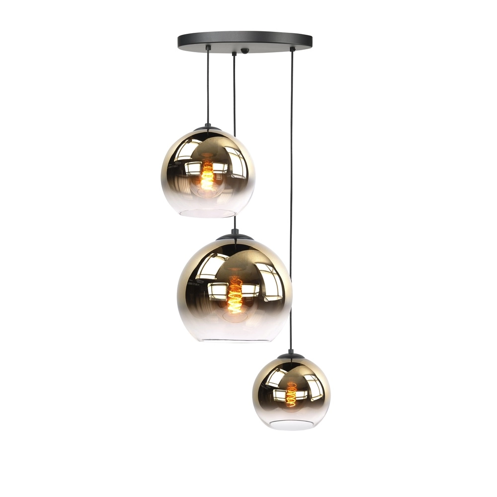 Suspension 3 lumières Fantasy noir avec or Suspension 3 lumières Fantasy noir avec or