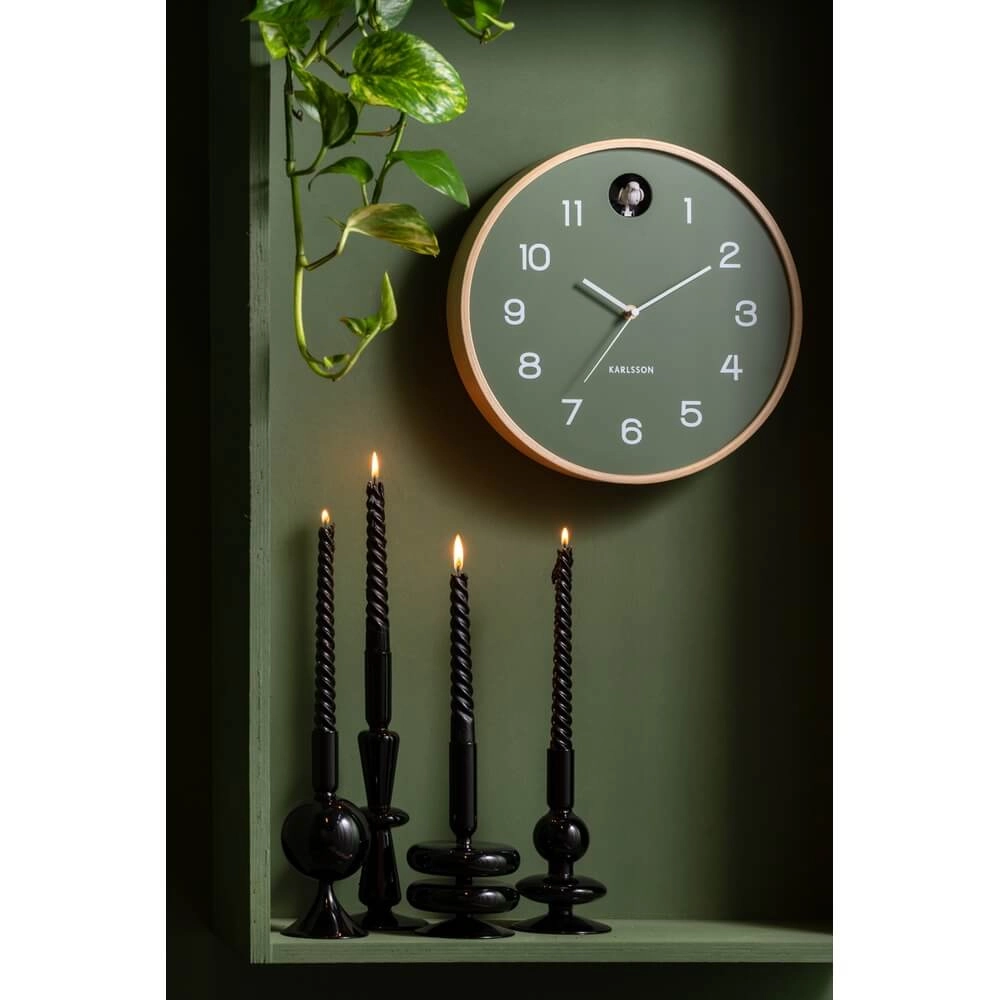 Horloge murale naturelle Cuckoo vert - Ø 31,5cm Karlsson 8714302146930