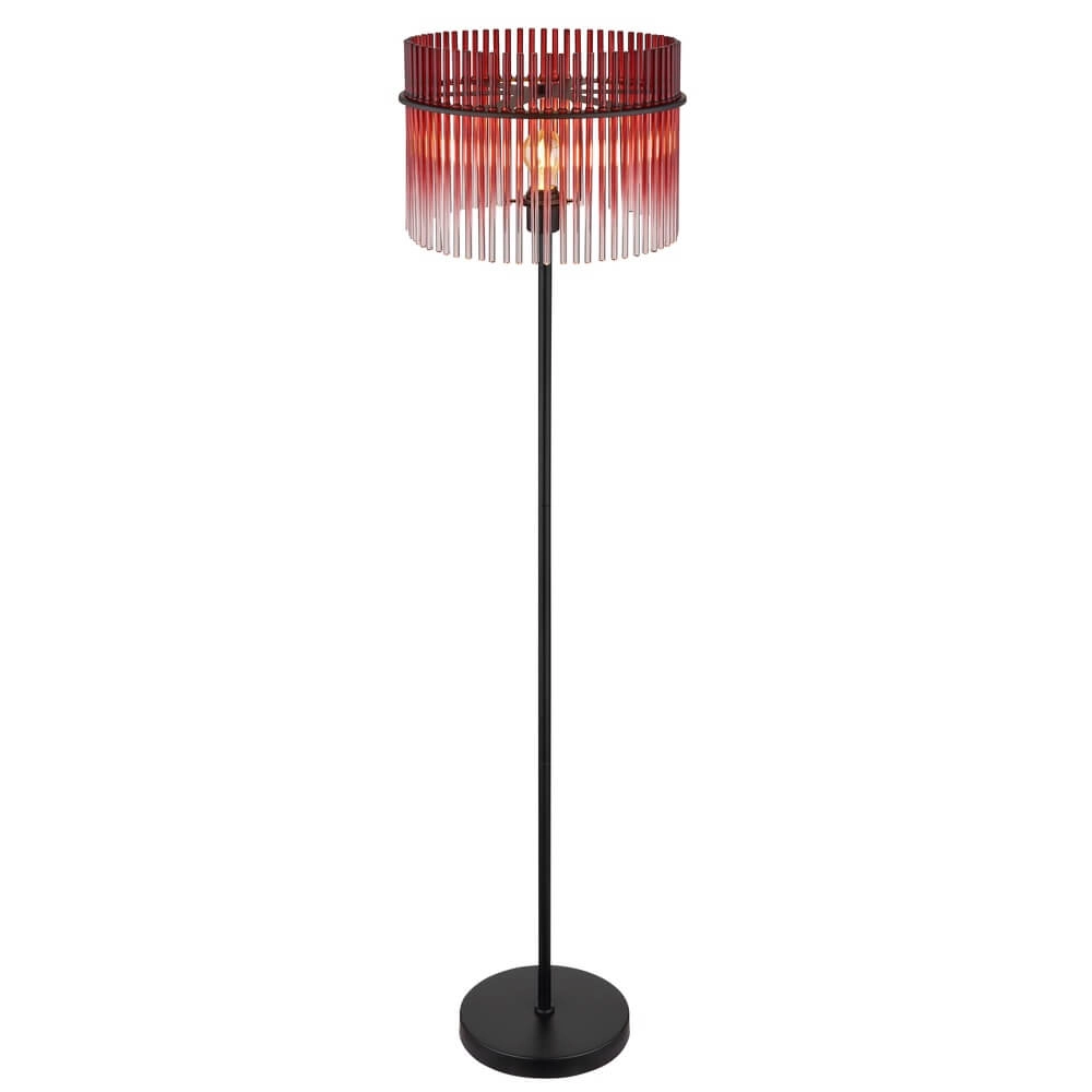 Lampadaire noir Gorley avec verre rouge Ø 38cm Globo 9007371474950