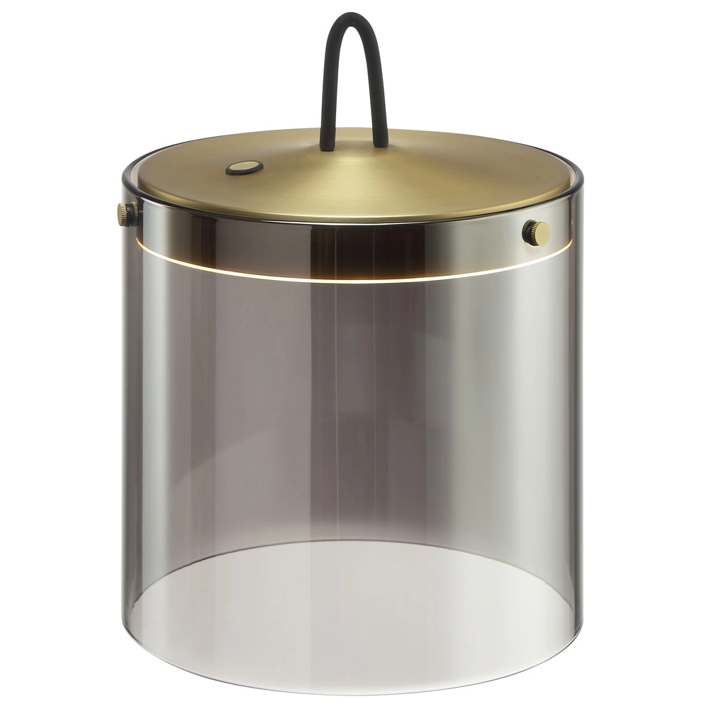 Lampe de table Lumeo laiton avec verre fumé Ø 20cm