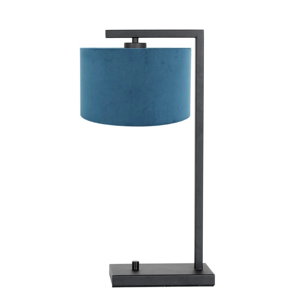 Lampe de table moderne Stanger noir avec velours bleu Steinhauer 8712746152111