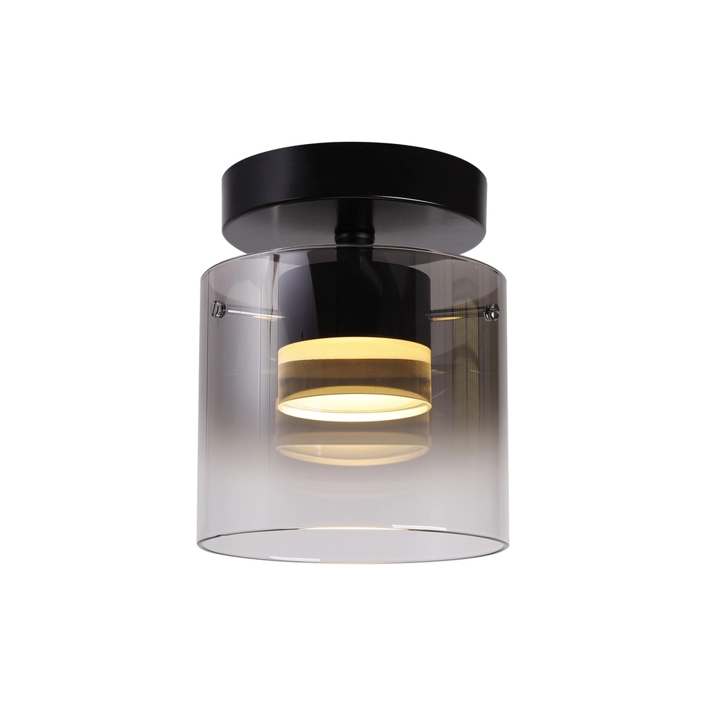 Plafonnier Salerno noir avec verre fumé Plafonnier Salerno noir avec verre fumé