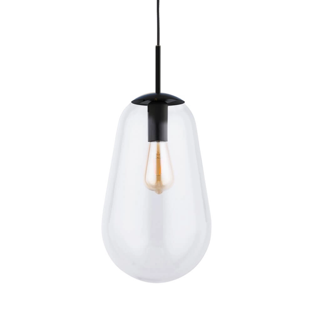 Lampe suspendue Ø 22cm Pear Medium noir avec verre transparent