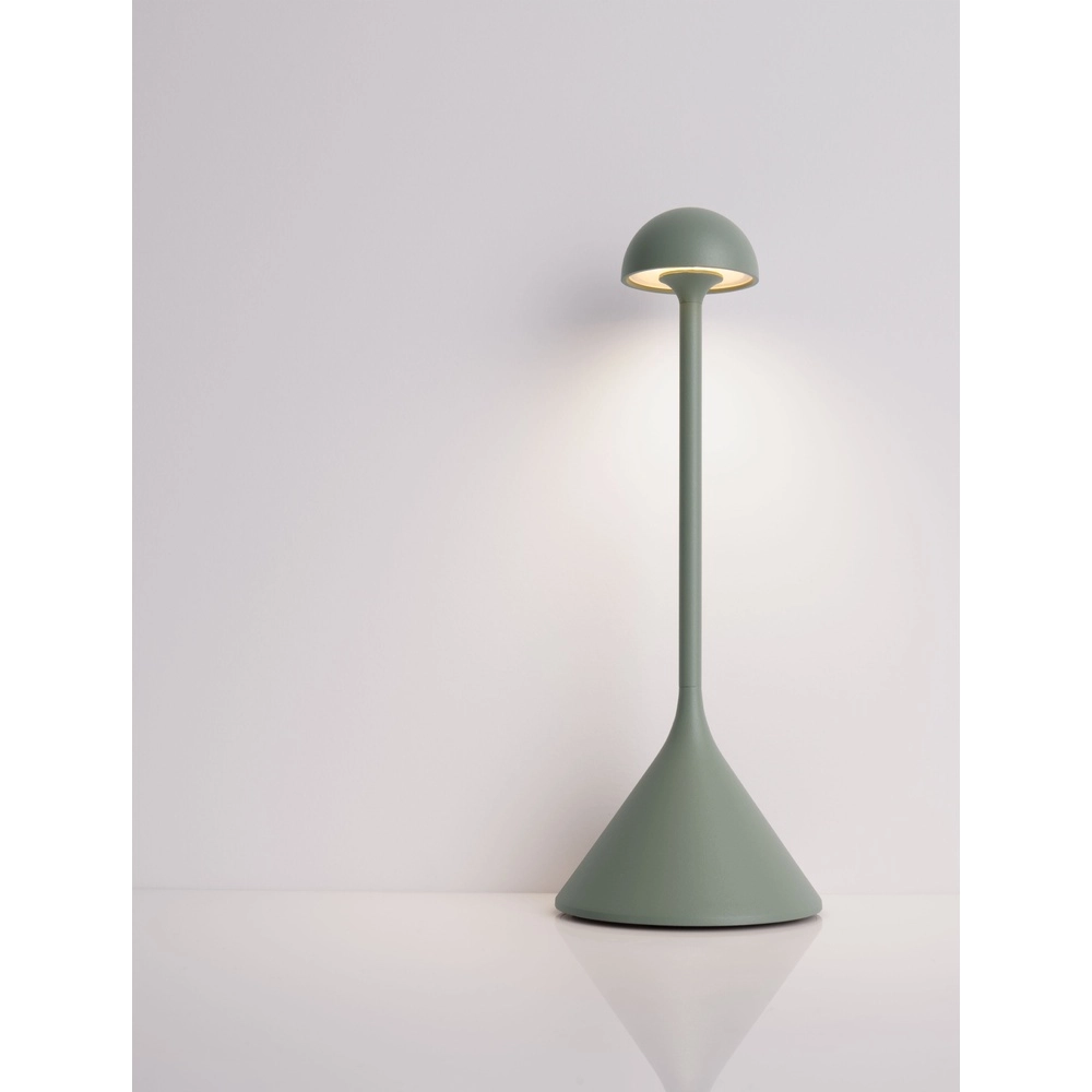 Lampe de table Dalt vert olive rechargeable avec USB