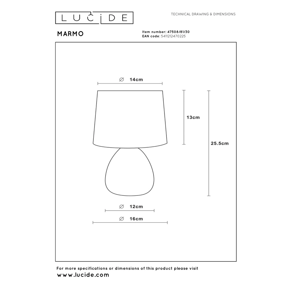 Lampe de table Marmo Noir Lucide 5411212470225