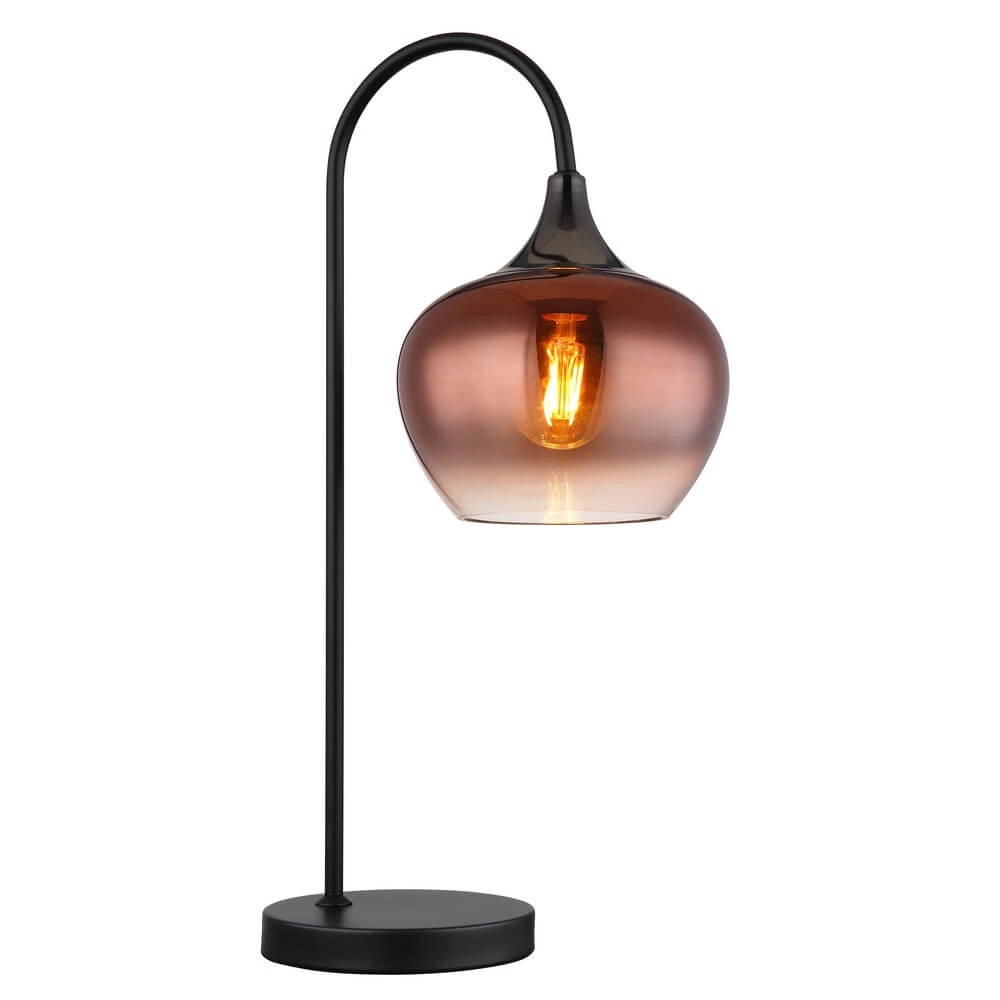 Lampe de table noire Maxy avec verre rouge simple