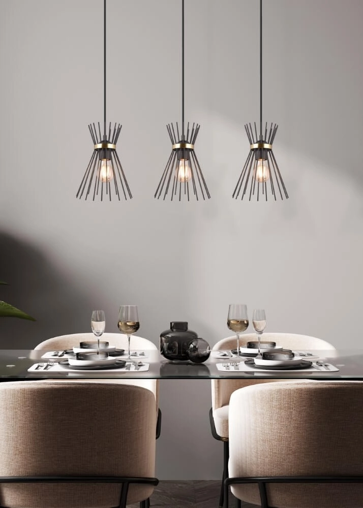 Suspension Rod Design noir 3 lumières Trio 4017807576771