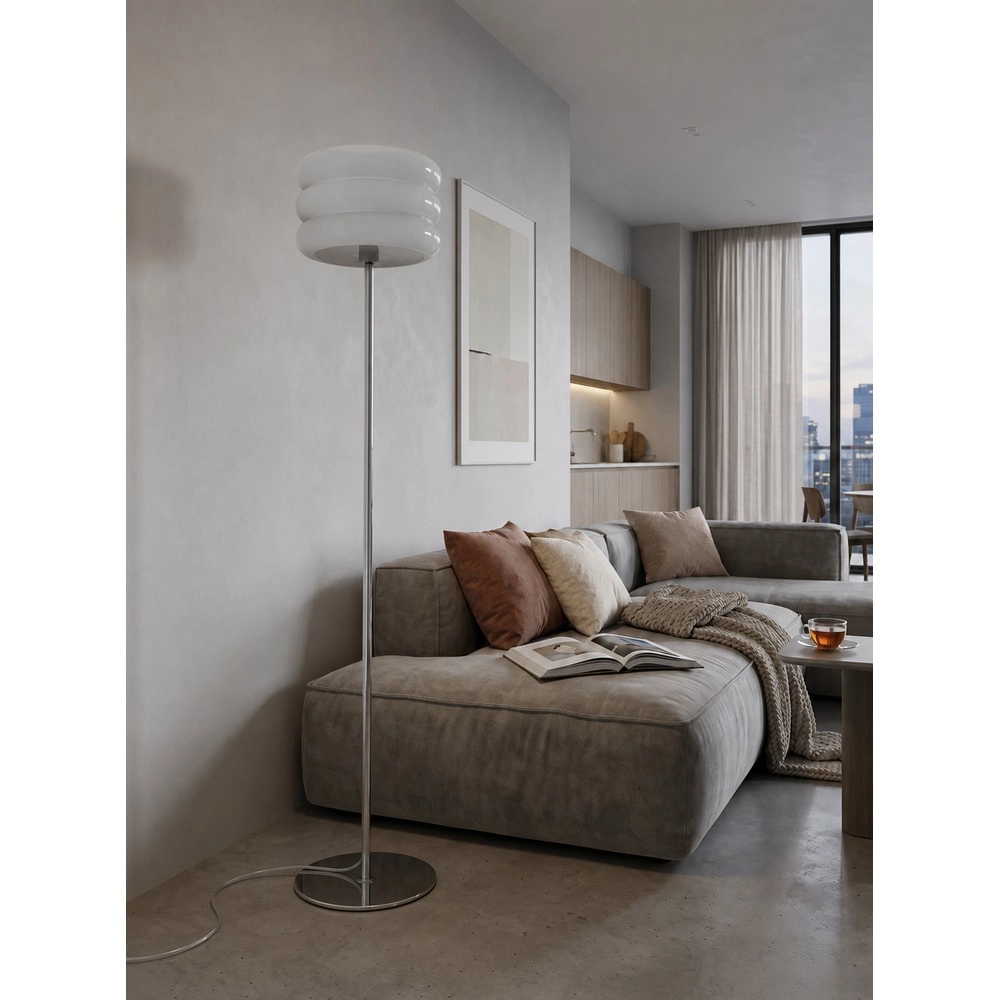 Lampadaire de conception Tortora chrome avec blanc Ø 30cm Eglo 9008606405619