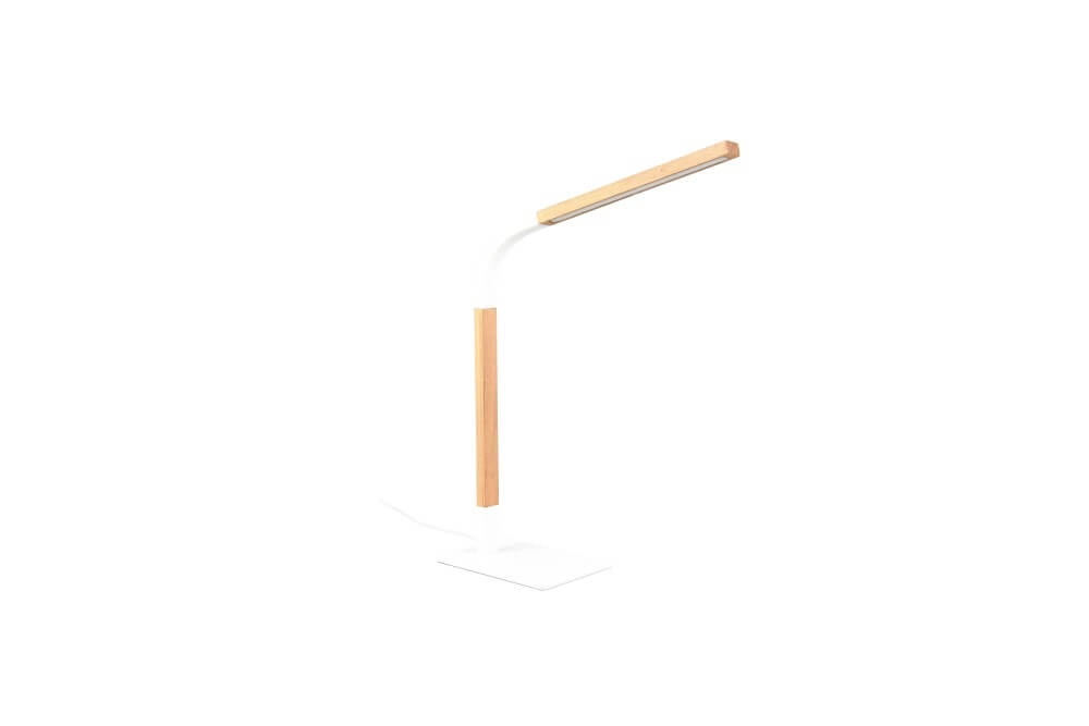 Lampe de table flexible Norris blanc avec du bois Trio 4017807600001