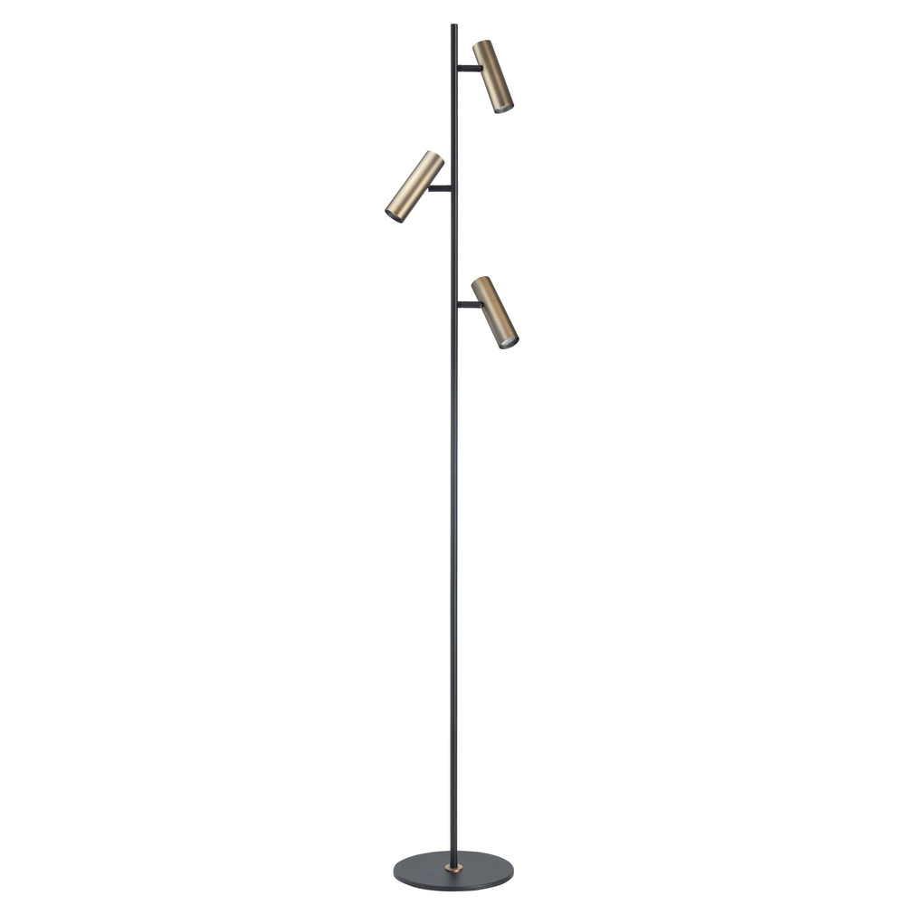 Lampadaire Trend 3 lumières noir avec bronze cuivré