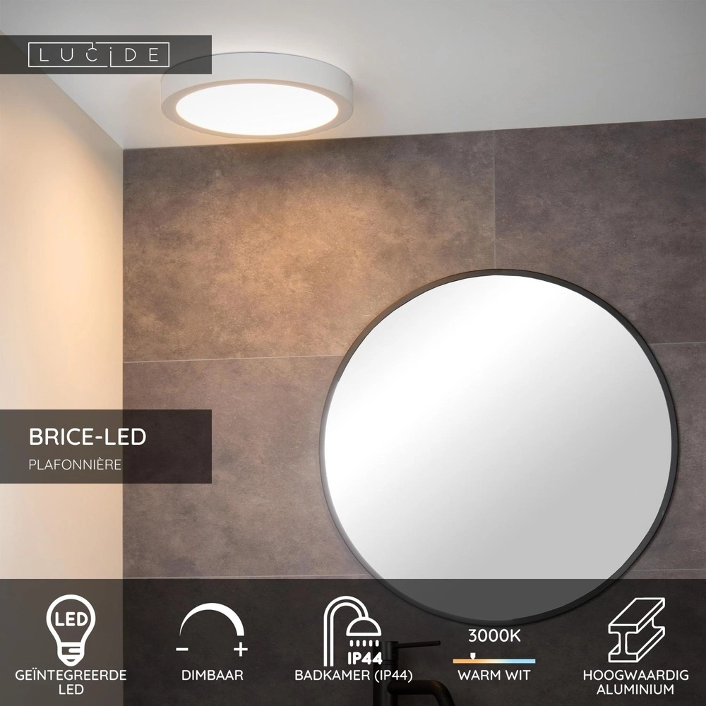 Éclairage de plafond Brice-Led Ø 30cm - IP44 blanc Lucide 5411212281319