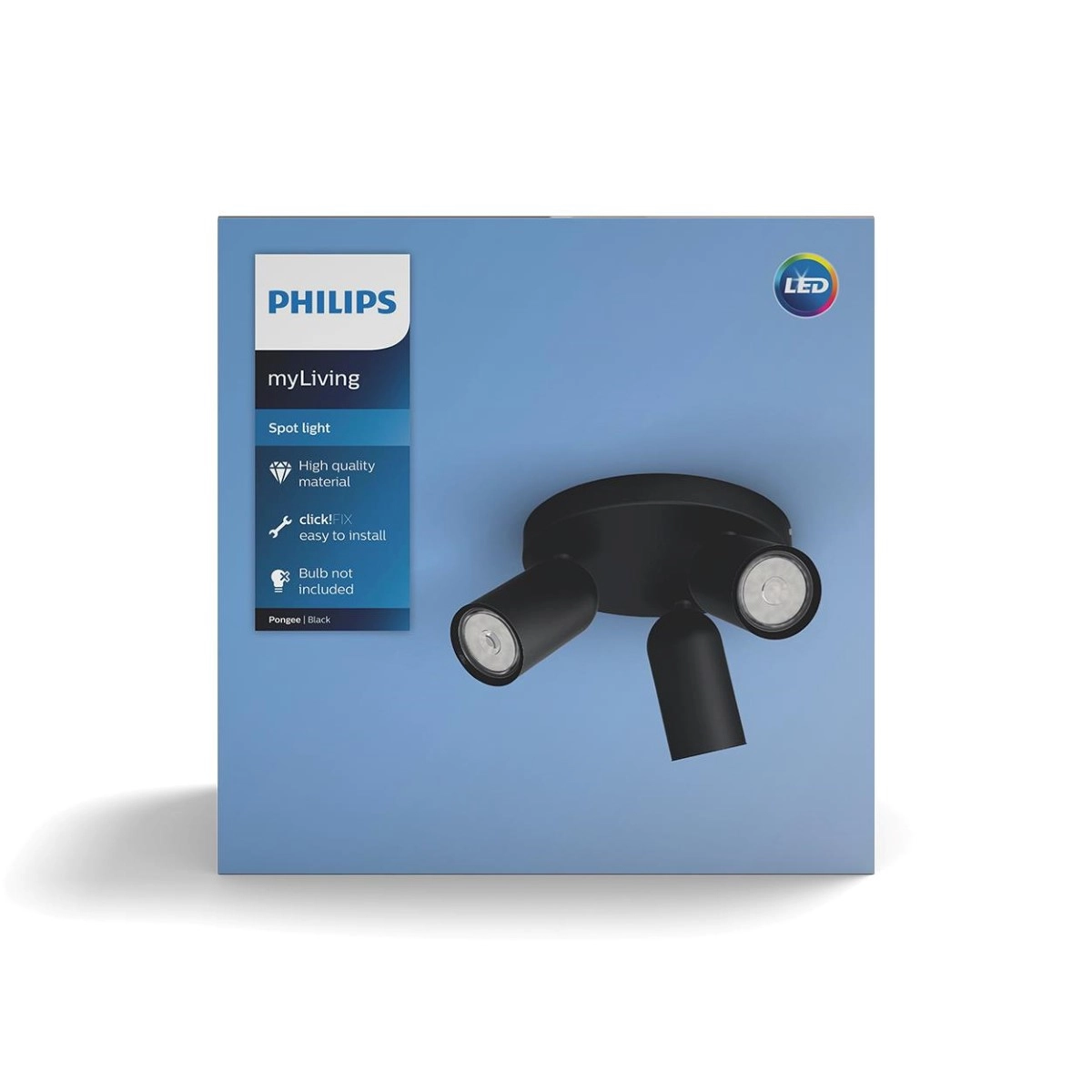 spot Pongee 3 lumières noir Philips 8718696164846