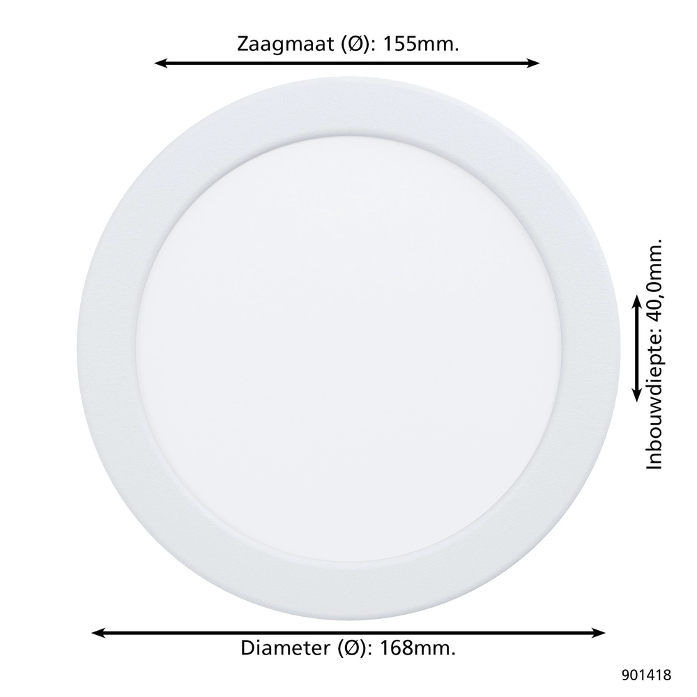 Lampe encastrée IP44 Fueva 6 rond - blanc - Ø 16,8 cm Eglo 9008606330959