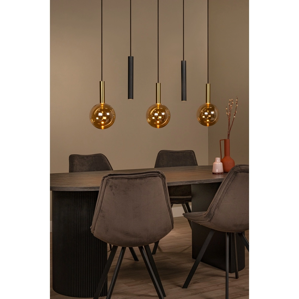 Lampe suspendue à 5 lumières Josiane noir avec or Lucide Vibes 5411212212276