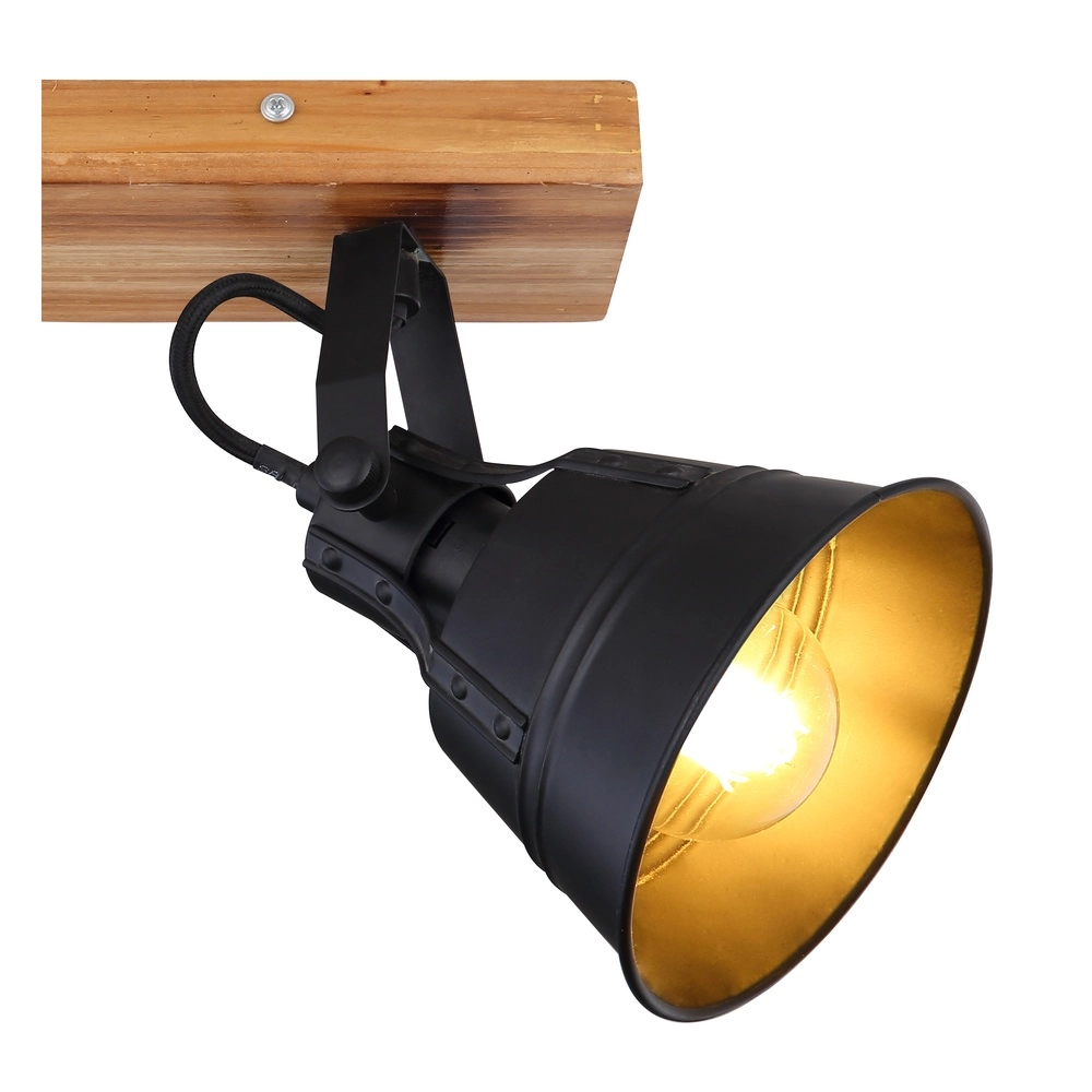 Lampe de plafond de campagne Günther 2-noir clair avec bois Globo 9007371401734