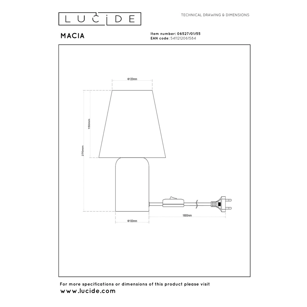 Lampe de table Macia Terre cuite Lucide 5411212061584
