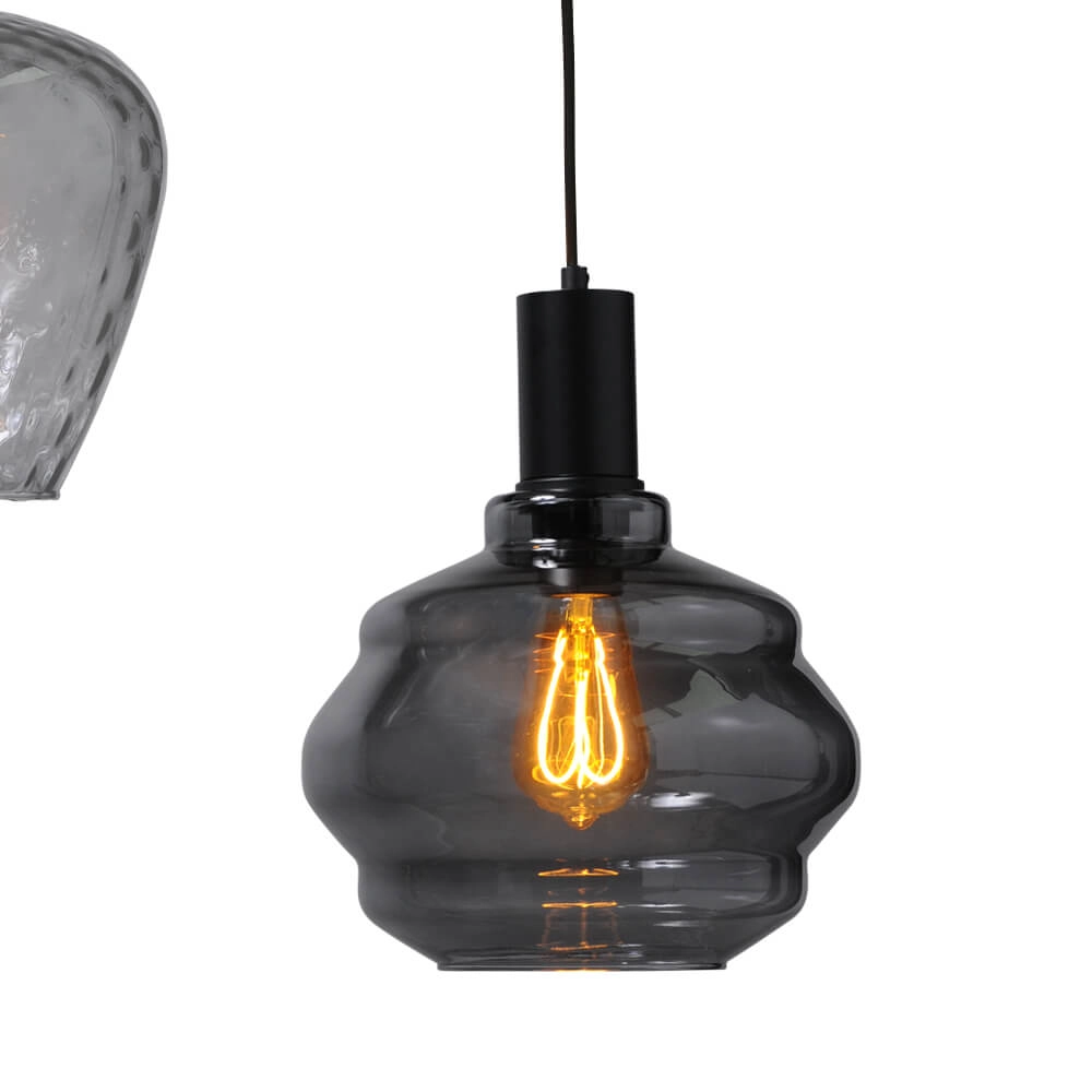 Lampe suspendue 5 lumières - noire - Porto avec des lunettes différentes Masterlight 8718121270395