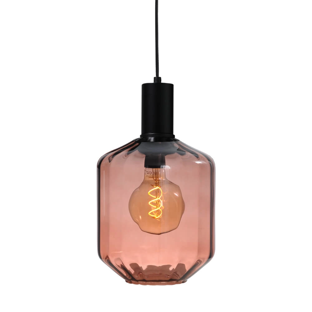 Lampe suspendue noire Porto avec verre rouge Jagger - Ø 19cm