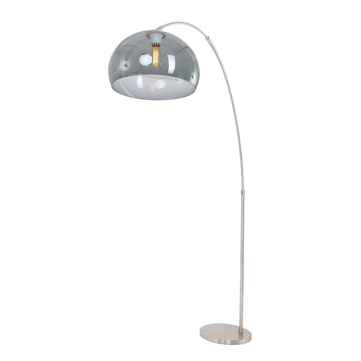 Lampe à arc Gramineus en acier avec verre fumé Lampe à arc Gramineus en acier avec verre fumé