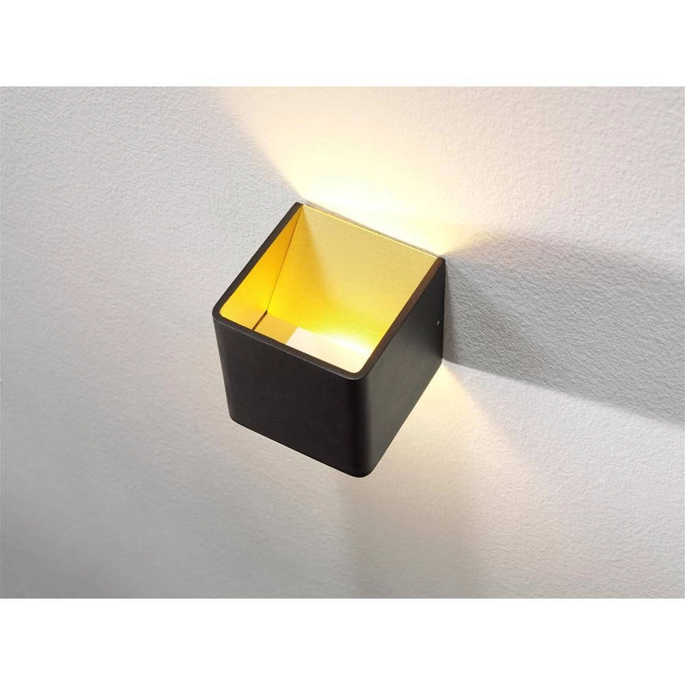 Applique murale carrée Fulda noir avec or Artdelight 8719831736324