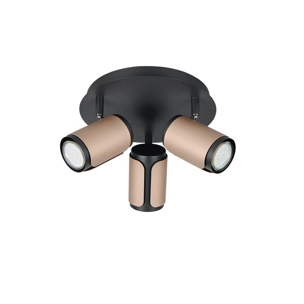 Spot apparent à 3 lumières Gillan noir avec marron Trio 4017807640441
