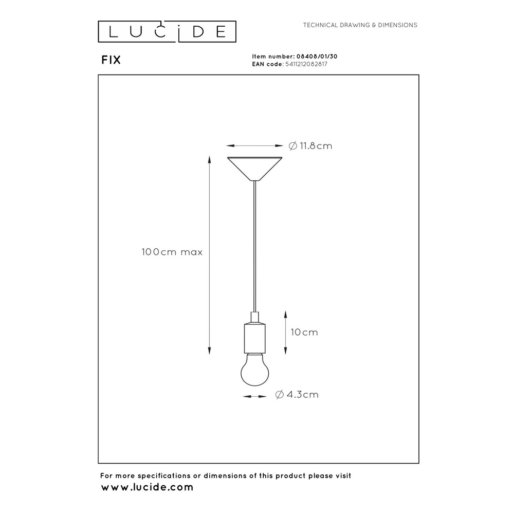 Lampe pendante Fix Noir Lucide 5411212082817