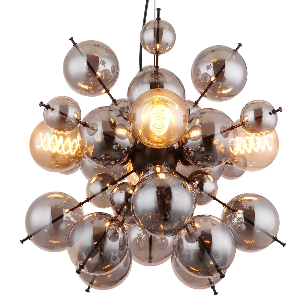 Lampe pendante unique Udo verre fumé Ø 51cm Globo 9007371506170